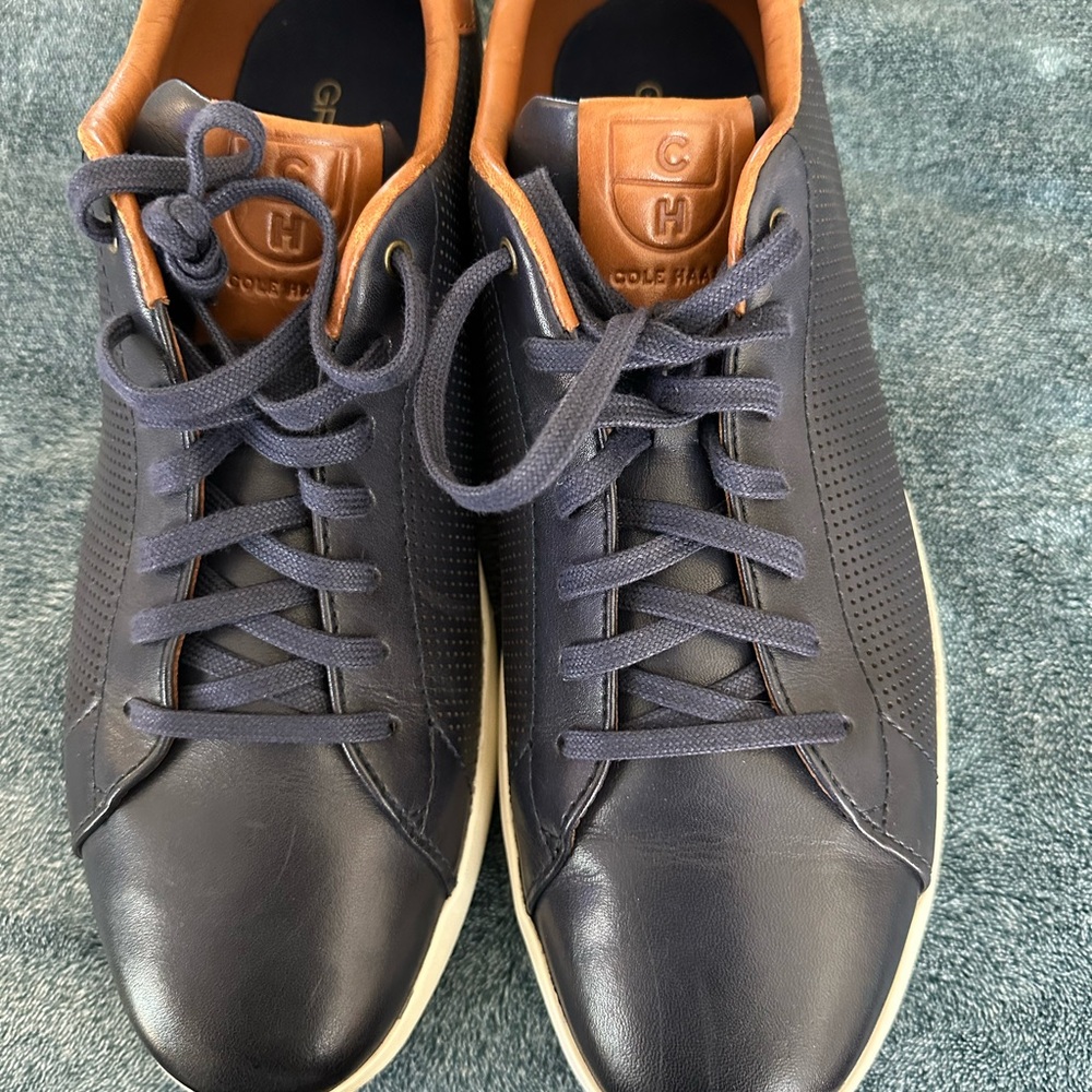 Gently worn Cole Haan Men's Navy Leather Sneakers size 13